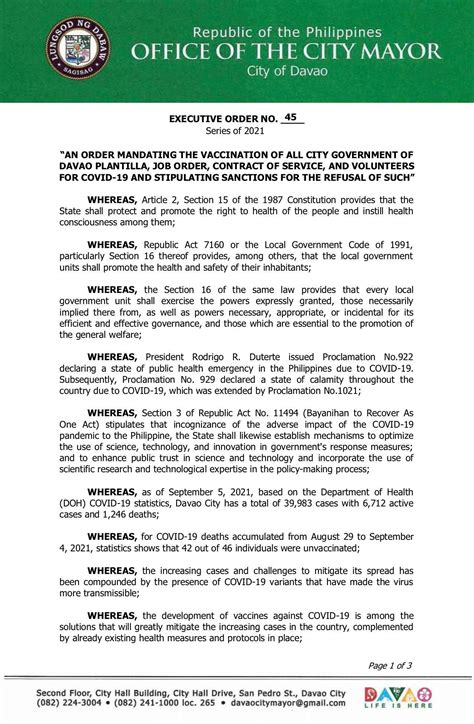 government agencies in davao city|Davao City Executive Orders 2021.
